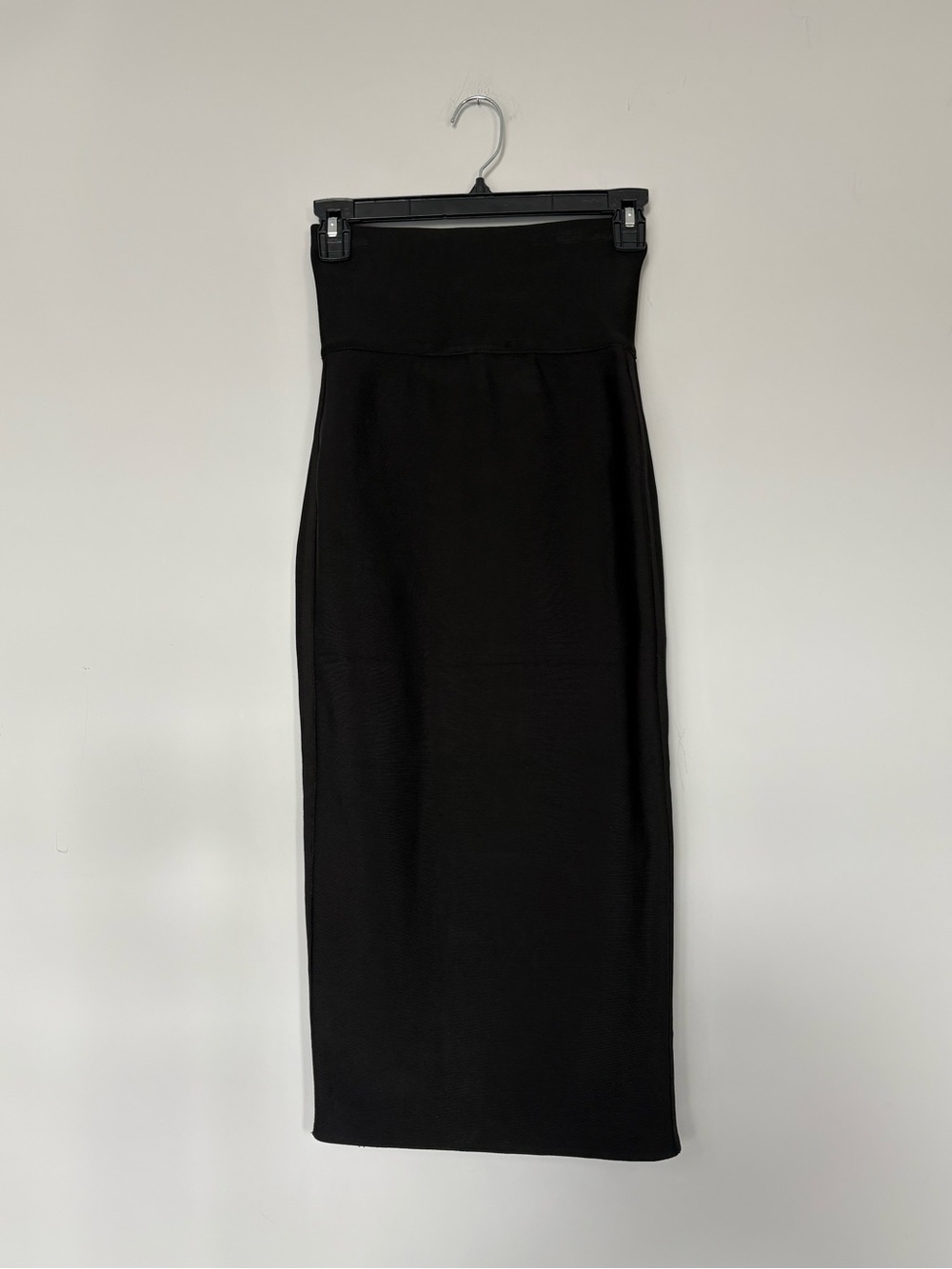 House Of CB Long Black Fitted Skirt High Waisted Bodycon Minimalist Sculpting